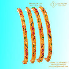 22kt gold mughal bangle, handmade, ruby and diamonds, delicate hand carving, customisation possible. Indian Gold Bracelets 22k Gold Bangle With Ruby Emerald Set Of 4 2 Pair Inspiration Review Jewelryvote Com Worldwide Best Fine Jewelry Luxury Goods Voting Ranking