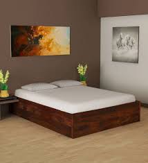 Includes 4 drawers and 2 cabinets. Hout Solid Wood King Size Bed With Storage In Provincial Teak Finish Shagun Arts