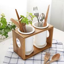 Originalnost Bambuk Derevo Keramicheskaya Posuda Hraneniya Kuhnya Vilka Lozhka Palochki Sobrat Korobku Ceramic Tableware Dining Table Accessories Tableware Design