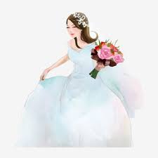 العروس الجميلة في ثوب الزفاف عقد باقة من الورود العروس خذ باقة من الورود يرتدي فستان الزفاف png وملف psd للتحميل مجانا bride clipart hand painted wedding dress wedding dresses with flowers