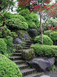 Japanese Garden In Tokyo Vinyl Wall Mural Japanesegardenwall Sloped Garden Garden Stairs Japanese Rock Garden