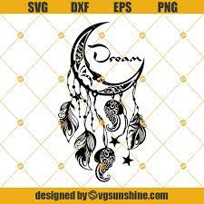 Dream Catcher Svg Moon Dreamcatcher Svg Crescent Moon Svg Dreamcatcher Svg Dream Svg Boho Svg Bohemian Svg Dxf Eps Png Cutting File For Cricut Svgsunshine