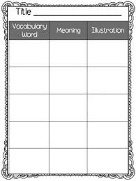 Vocabulary Chart Freebie Vocabulary Vocabulary