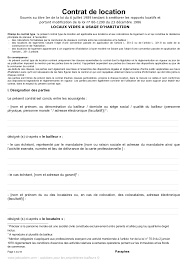 Contrat de location à usage d'habitation. Contrat De Location Gratuit Conforme Au Modele Type 2021