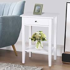 New Ssline Tall Bedside Table White Wooden One Drawer Night Stand Chairside End T In 2020 Living Room Accent Tables Wooden Bedside Table Night Stands Modern Sofa Couch