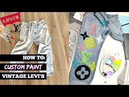 How To Custom Paint Vintage Denim Louis Vuitton Monogram Jeans Upcycling Clothes Youtube Upcycle Jeans Vintage Denim Louis Vuitton Jeans