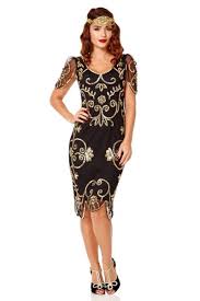 Black And Gold Dresses For Women Art Nouveau Romantic Dress In Black Gold Sold Out Gold Flapper Dress Vintage Flapper Dress Gold And Black Dress