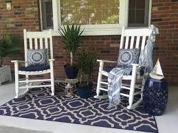 My Summer Front Porch Navy White Coastal Theme Summer Front Porches Front Porch Makeover Front Porch Decorating