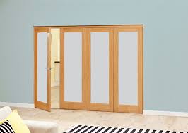 Nuvu Unfinished Oak Frosted Glass Internal Folding Sliding Doors More