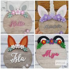 personalised girls room door plaque name sign wall art etsy kids door signs door plaques etsy wall art