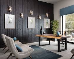 Stylish Home Office With Dark Wood Walls Beautiful Wall Sconces For Unique Design In 2020 Home Office Classic Home Decor Home Office Lighting