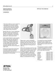 Stihl 09 010 011 Workshop Manual Manualzz Com