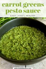 Carrot Greens Pesto No Waste Recipe Carrot Tops Emilyfabulous Recipe In 2020 Green Pesto Pesto Vegetarian Entrees