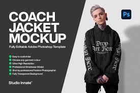 Download Coach Jacket Mockup Modelled Creative Photoshop Templates Creative Market