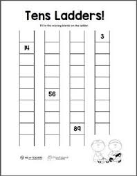 This beautifully illustrated worksheet is a great way to help first graders and other young learners build their logic and spelling skills. Free Printable Tens Ladders Worksheet Weareteachers Math Patterns Second Grade Math First Grade Math