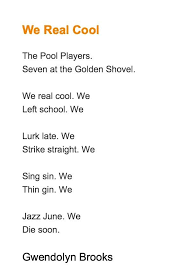 We Real Cool G Brooks Music Book African American Poets Poems