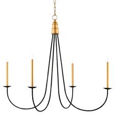Ostrow Modern Classic Black Gold 4 Light Chandelier Oversized Greater Than 35 Wide Kathy Kuo Home