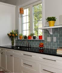 green backsplash, kitchen decor
