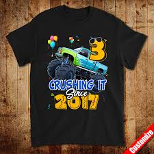 Personalized 2nd birthday monster truck kids light. Monster Trucks Personalized Name Age Custom Birthday T Shirts Hobbycustom