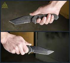 Tops Knives Sky Marshall Fixed 4.375" Black Tanto Combo Blade, G10 Handles,  Kydex Sheath - Knifecenter - Sky-01