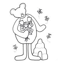 100% free coloring page of beehive. Delightful Spring Bear With Bees Beehive Coloring Page