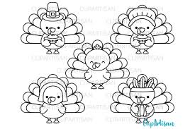 Thanksgiving clipart and scenes below include turkeys, deer, pilgrims, food, feasts, horns of plenty (cornucopia), pumpkins, gourds, autumn leaves and fall trees. Turkey Day Clipart Thanksgiving Turkeys Grafik Von Clipartisan Creative Fabrica