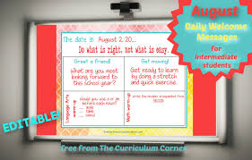 August Welcome 456 The Curriculum Corner 4 5 6