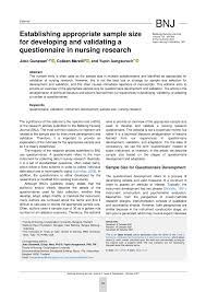 Pdf Establishing Appropriate Sample Size For Developing And Validating A Questionnaire In Nursing Research