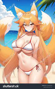 Bikini Anime Fox Girl Beach Stock Illustration 2214858303 | Shutterstock