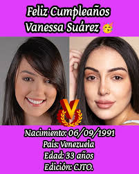 Feliz Cumpleaños #33 a la Guapísima Vanessa Suárez. Es una talentosa  actriz, animadora,cantante y modelo. Nacida el 06 de Septiembre de 1991 en  Caracas. Egresada de la Universidad Santa María cómo Licenciada