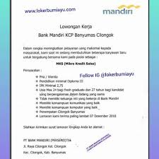 Bank rakyat indonesia (persero), tbk. Lowongan Kerja Di Cilongok Banyumas Januari 2021