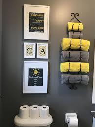 We tried to consider all the trends and styles. Diy Kids Bathroom Paint Chelsea Grey Benjamin Moore Towel Yellow And Grey From Ikea Photo Frames Ikea Yellow Bathroom Decor Bathroom Decor Restroom Decor