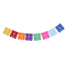 Papel Picado Banner Square Felt Vibrant Multi Colored Flower Panels Tissue Paper For Birthday Wedding Party Amazon In Home Kitchen
