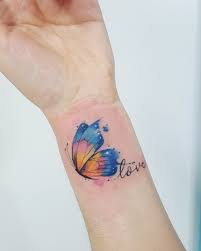 Butterfly Watercolor Tattoo Idea C Tattoo Artist Jacke Michaelsen Butterfly Tattoo Designs Butterfly Wrist Tattoo Butterfly Tattoo
