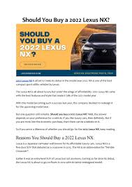 Demand for the brezza picked up marginally in january. Top Reasons You Should Buy A 2022 Lexus Nx By Locar Deals Issuu