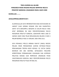 Teks ucapan majlis pelancaran program khidmat bantu dirumah daerah yan. Teks Ucapan 2008