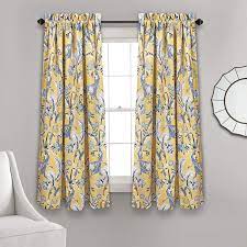 Custom drape/curtain panel,yellow floral, lined 80long large hem, more length. Amazon Com Lush Decor Yellow Curtains Dolores Darkening Window Panel Set For Living Dining Room Bedroom Pair 63 X 52 Blue Home Kitchen