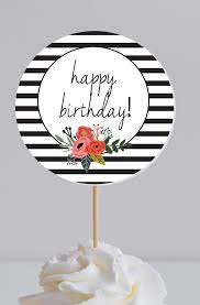 An easy diy party idea download these free printable chevron pattern birthday cupcake toppers for your party! Pin On Adys Black And White Party