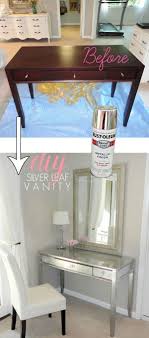 Use Spray Paint And Silver Leaf To Change An Old Thrift Store Desk Furniture Makeover Diy Furniture Easy Furniture Makeover Diy