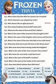 These stories entertained us with the captivating visuals and catchy songs, but also inspired us with the stories a. 50 Disney Frozen Trivia Questions Answers Meebily Trivia Questions And Answers Fun Trivia Questions Disney Quiz Questions