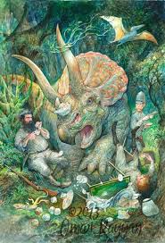 Triceratops In The Tea Print Omar Rayyan Art Whimsical Art