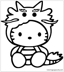Both kids and adults will love the fun, creative process of choosing colors, coloring, and seeing the image come to life. Hello Kitty Dragon Vinyl Decal Sticker Coloring Pages Cartoons Coloring Pages Coloring Pages For Kids And Adults