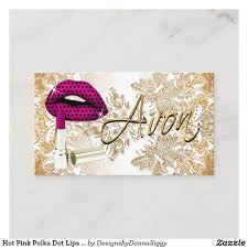 Hot Pink Polka Dot Lips Gold Avon Business Card Zazzle Com Pink Business Card Pink Polka Dots Avon Business