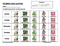 Guided Math Weekly Activity Chart Tracker