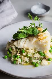Cod With Asparagus And Pea Risotto Risotto Recipes Seafood Recipes Recipes