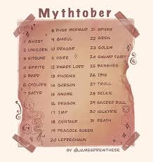 James Digital Artist On Instagram Mythtober My 2020 Interpretation Of Inktober I Made This List As A Drawing Challenge Drawing Ideas List Art Prompts
