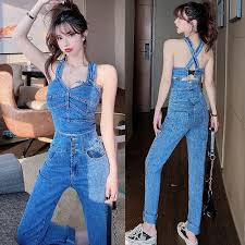 24 celebrities with camel toe 2019. 2021 Spring Fashion Sexy Women Sling Crossover Halter Denim Jacket Denim Pants Two Piece Sets Pant Suits Aliexpress