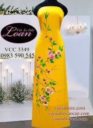 Vải áo dài gấm vẽ hoa Đào 9016 - Shop vải áo dài Loan