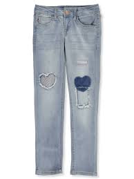 girls starred heart skinny jeans by vigoss in light blue