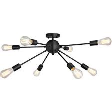 Flush mount ceiling lights are a sleek lighting solution you can look up to. Buy Sputnik Chandelier 8 Lights Modern Semi Flush Mount Ceiling Light Pendant Light Fixture Black Online In Turkey B088d2gvl7